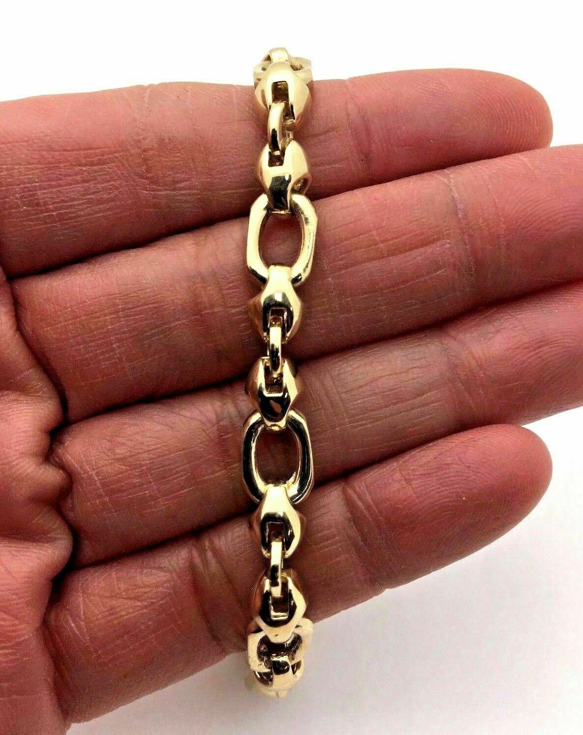14k Yellow Gold Handmade Fashion Link Bracelet 8.5" 6.9mm 28.3 grams