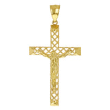 14k Yellow Gold 3D Jesus Christ Crucifix Woven Cross Pendant 2.5" 5.1 grams