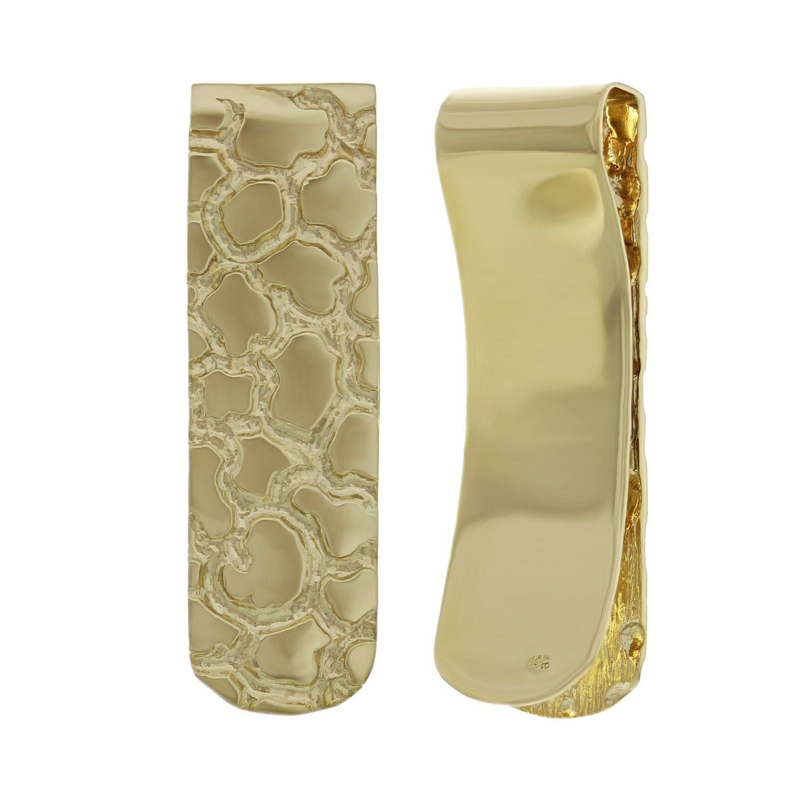 Men's 14k Yellow Gold Solid Nugget Money Clip Wallet Money Holder 1.9" 15 grams - Yellow