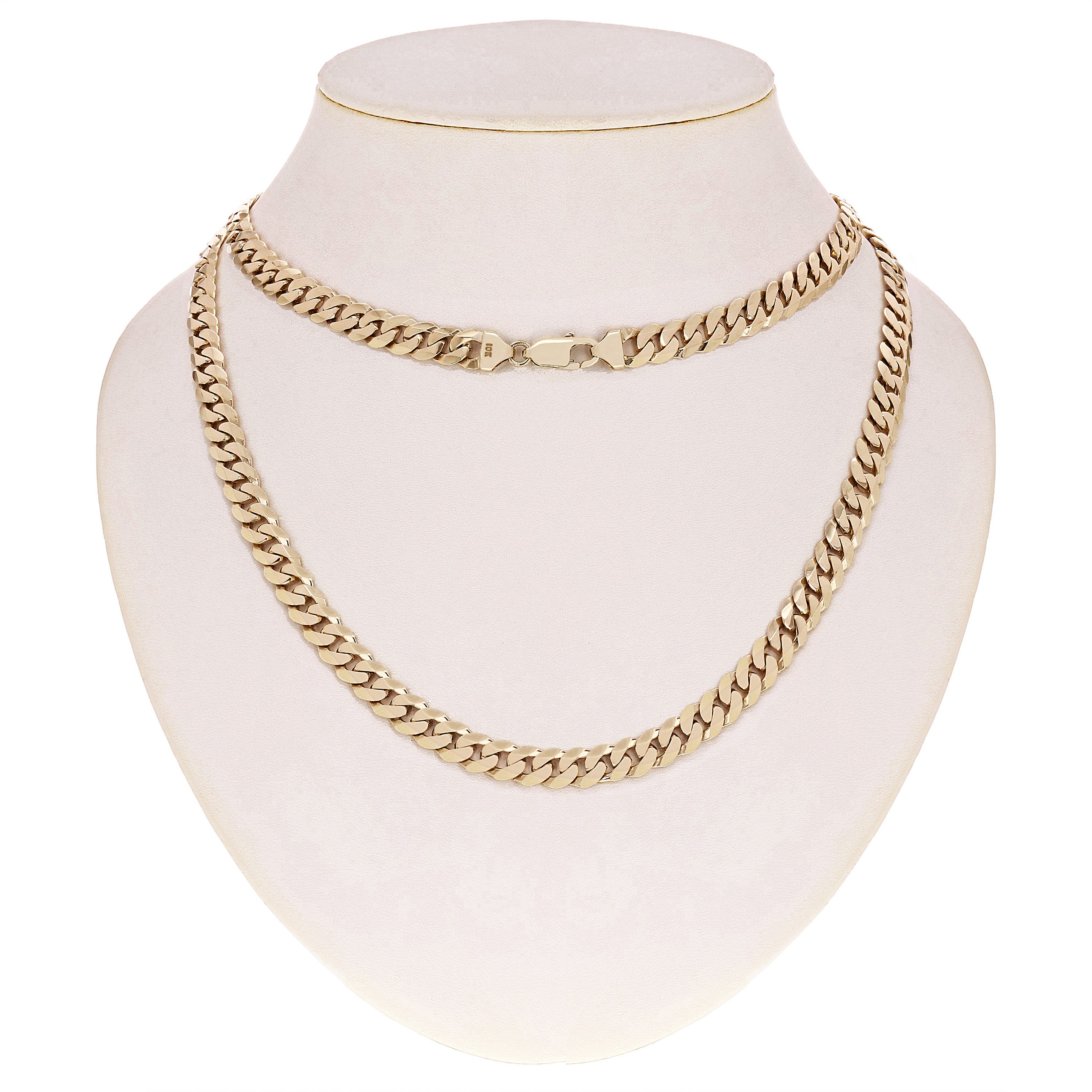 Men's 10k Yellow Gold Solid Curb Cuban Link Chain Necklace 20" 8mm 53 grams - 20"