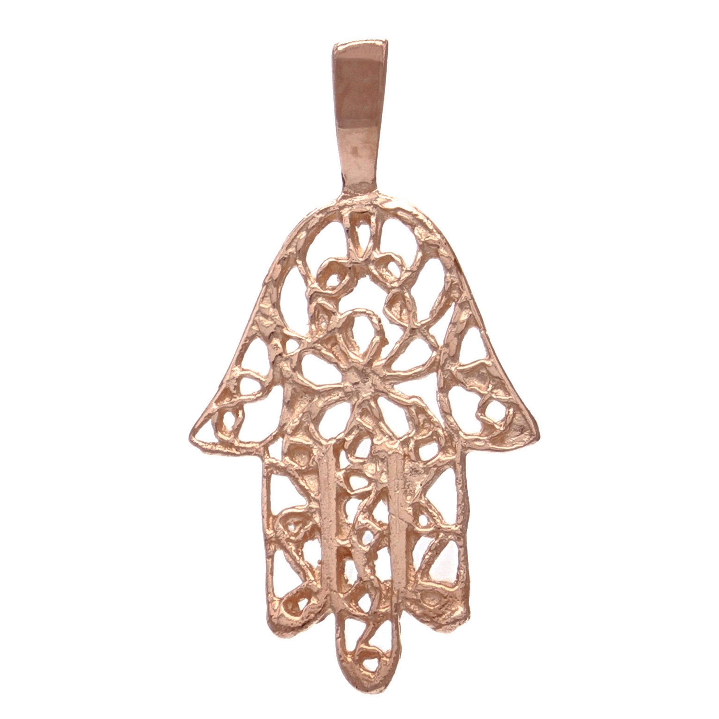 14k Rose Gold Solid Hand of Fatima Hamsa Charm Pendant 0.8 gram - Rose
