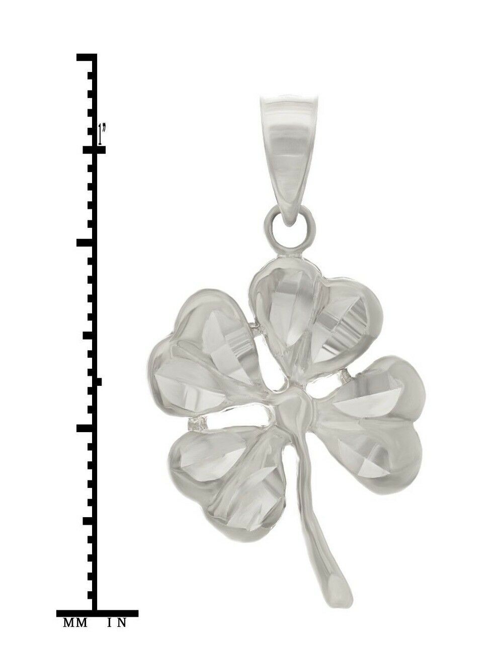 14k White Gold Flower Lucky Four Leaf Clover Charm Pendant 1.7 grams