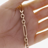 Italian 14k Yellow Gold Hollow Oval & Paper Clip Link Bracelet 7.5" 7.4mm 6.5 grams