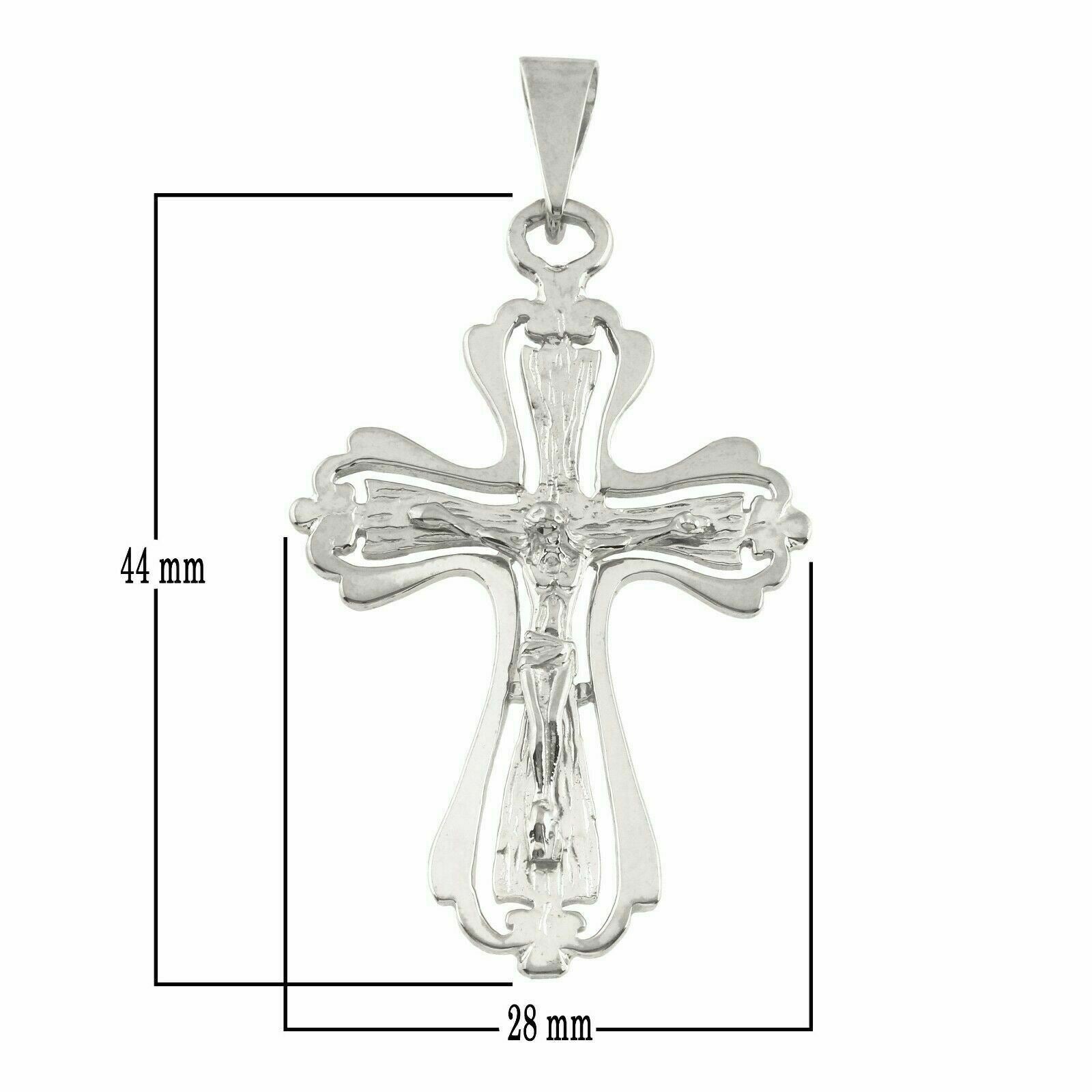 14k White Gold Crucifix Cross Charm Pendant Catholic Jesus Christ 2" 5.2 grams