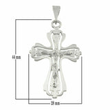 14k White Gold Crucifix Cross Charm Pendant Catholic Jesus Christ 2" 5.2 grams
