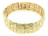 Men's 10k Yellow Gold Solid Nugget Bracelet 7"- 7.5" 18.5mm 43.8 grams