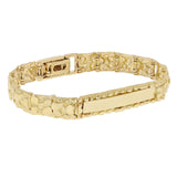 14k Yellow Gold Nugget ID Bracelet 8" 10mm 25.5 grams