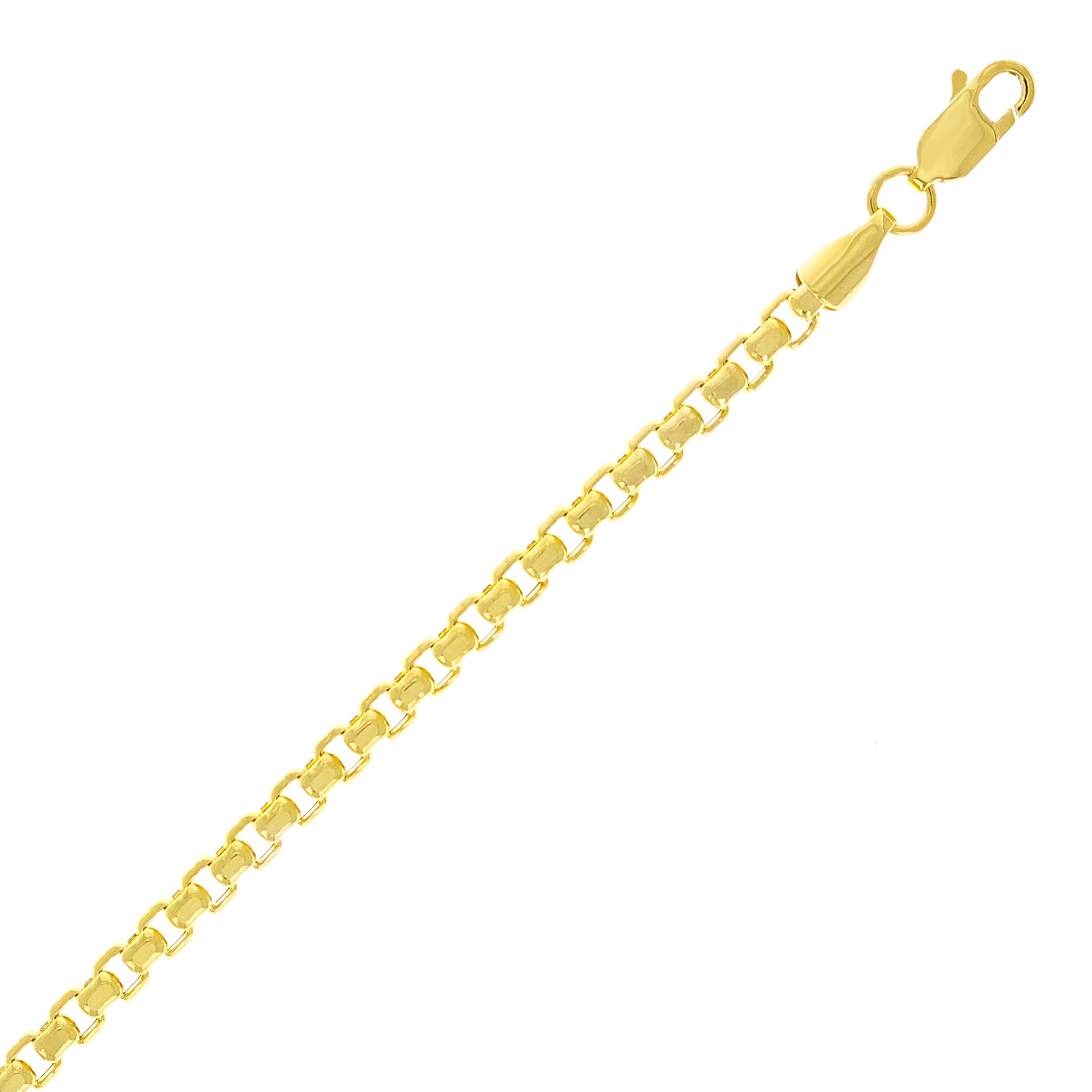 Italian 14k Yellow Gold Venetian Box Chain Bracelet 8.25" 3.4mm 5.5 grams - 8.3" 5.5 grams