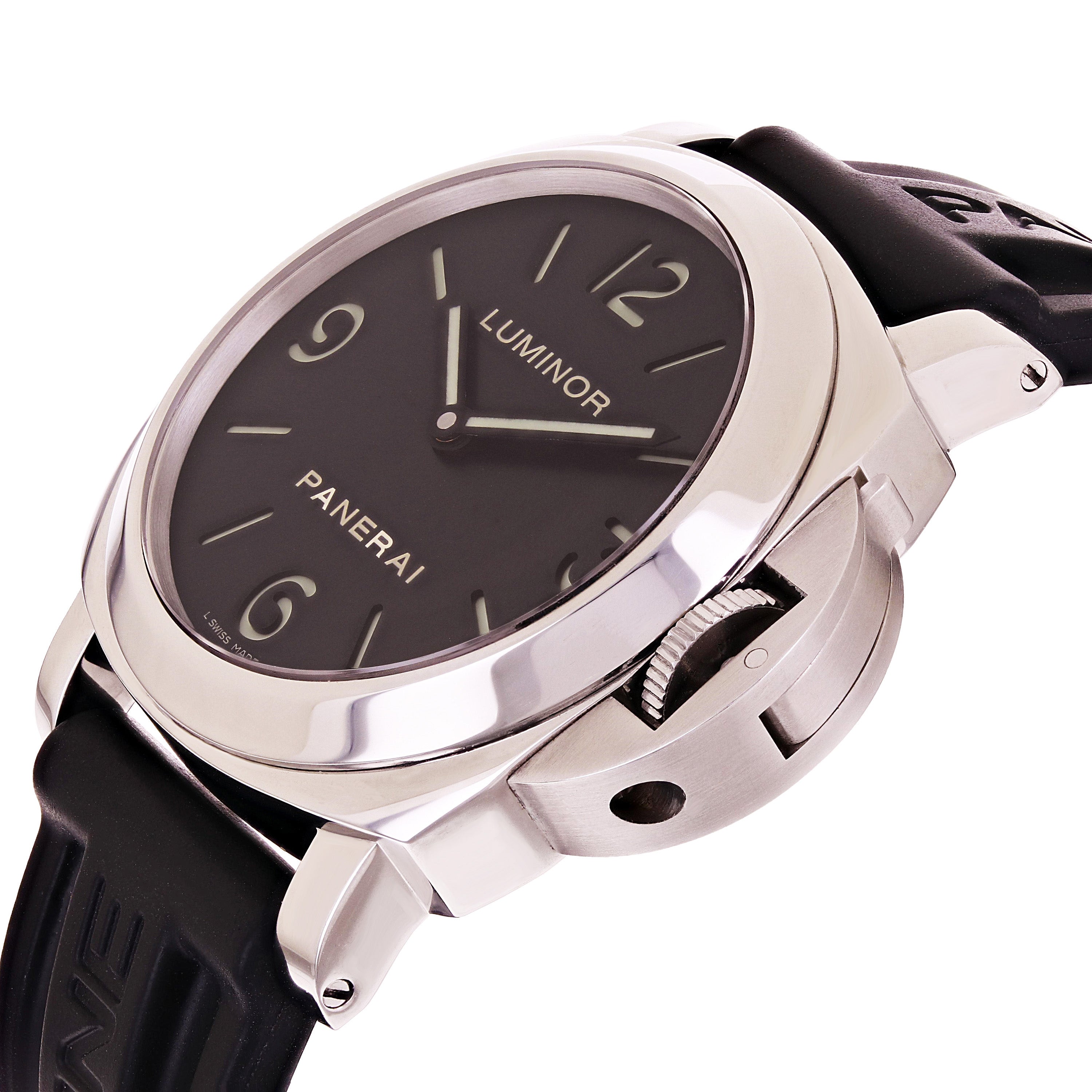 Panerai Men's Luminor Base Manual Wind Black Rubber Strap