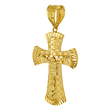 14k Yellow Gold Diamond Cut Jesus Christ Crucifix Cross Religious Pendant 2.4"