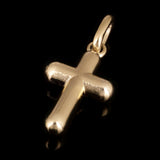 14k Yellow Gold Solid High Polish 3D Puffy Cross Charm Pendant 1" 3.8 grams