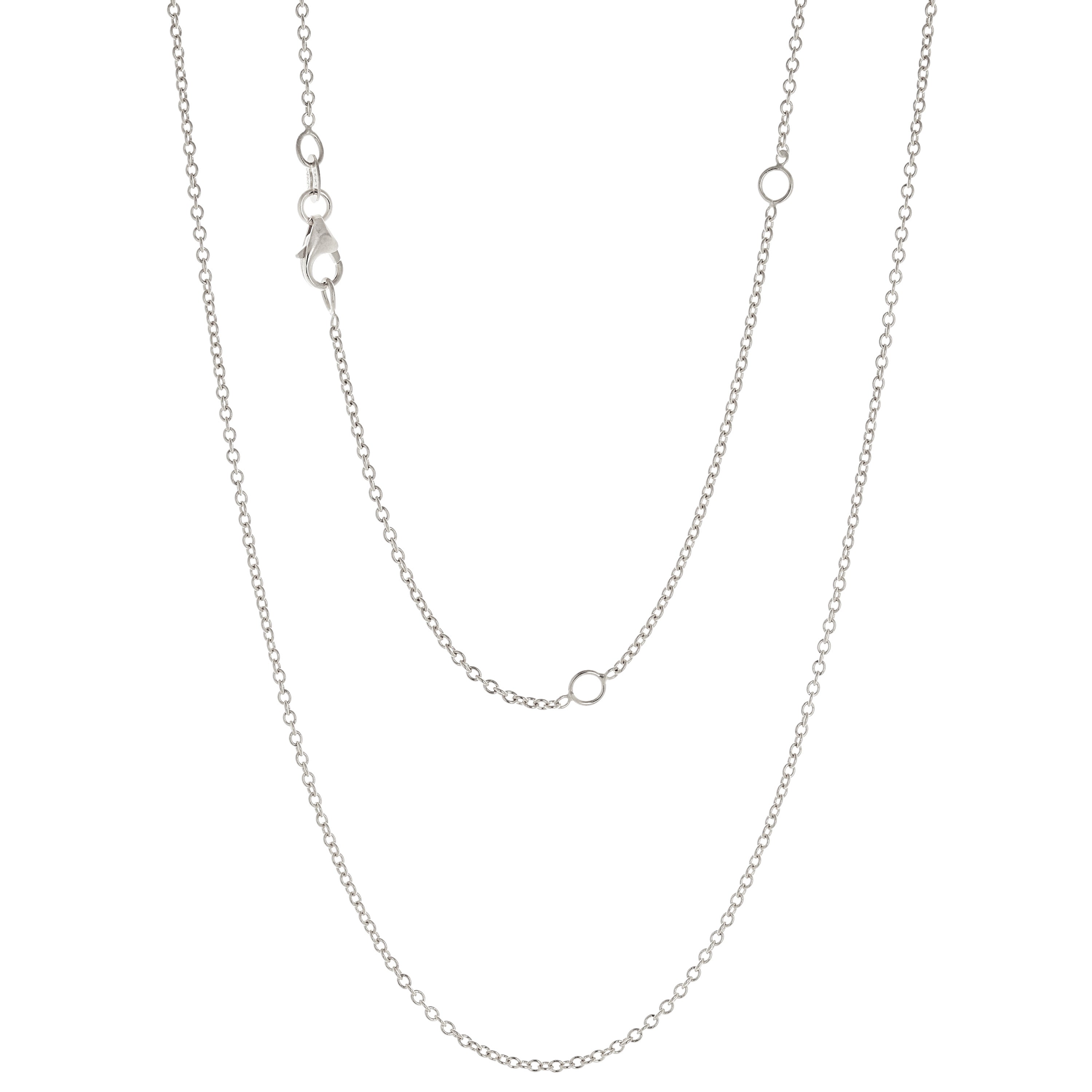 Italian 14k White Gold Rolo Chain Necklace Adjustable 16-20" 1.35mm 2.6 grams - 2.6 grams