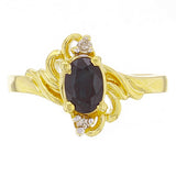 14k Yellow Gold Oval Sapphire & Diamond Accent Ring Size 6