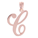 14k Rose Gold Initial Letter C Alphabet Charm Pendant - Letter C,Rose