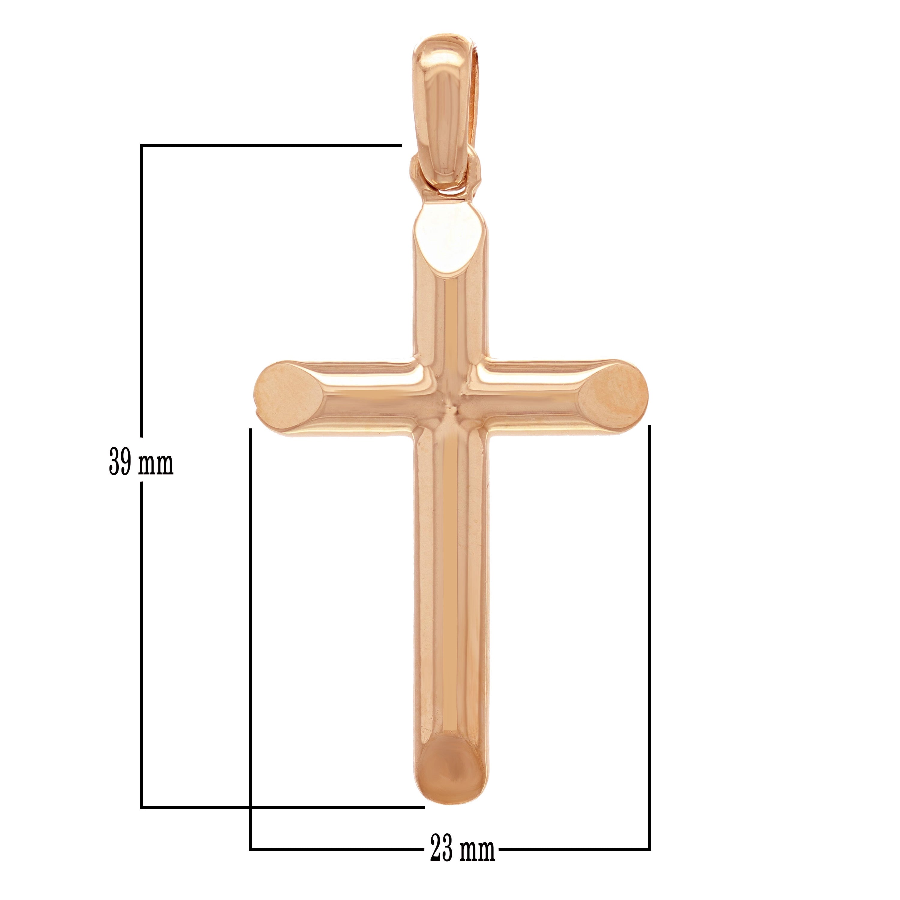 10k Rose Gold Solid High Polished Cross Religious Charm Pendant 1.8" 6.9 grams - Rose