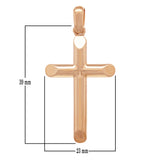 10k Rose Gold Solid High Polished Cross Religious Charm Pendant 1.8" 6.9 grams - Rose