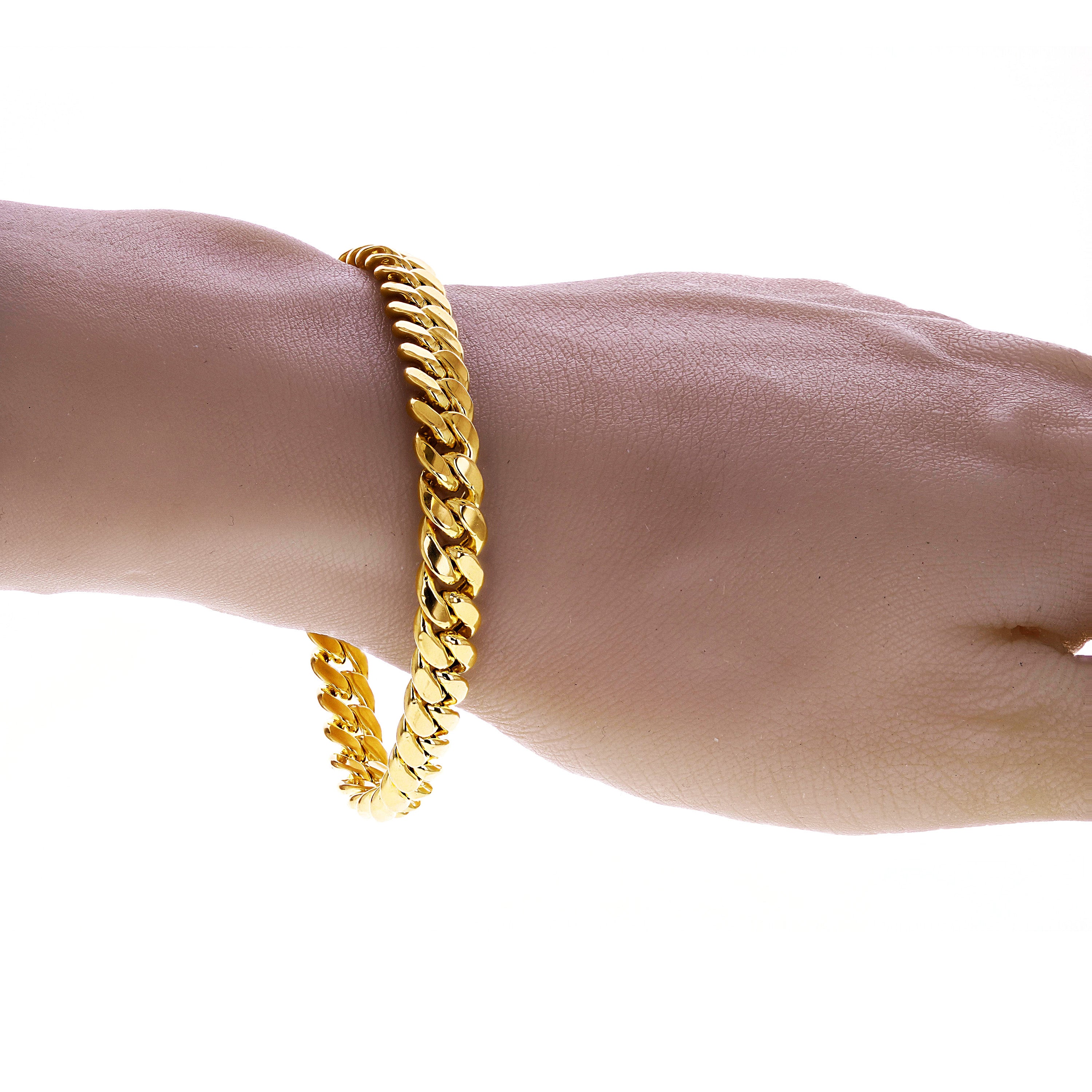 Italian 14k Yellow Gold Hollow Miami Cuban Chain Bracelet 8" 7.8mm 13.7 grams - 8" 13.7 grams