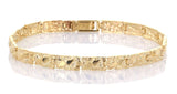 14k Yellow Gold Solid Nugget Bracelet Adjustable 7" 5.5mm 10-11 grams - 7"