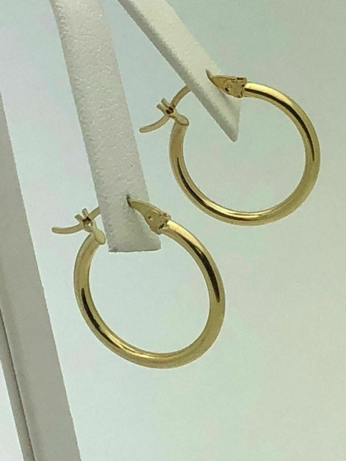 14k Yellow Gold Hollow Round Hoop Loop Earrings 22.3mmx2 mm - 1.5 grams