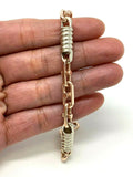 14k White & Rose Gold Handmade Fashion Link Bracelet 8.5" 7.3mm 30.5 grams