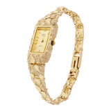 Women's 14k Yellow Gold Nugget Link Wrist Bracelet Geneve Watch w/ Diamond 6.5" - 6.5" 27.2 grams
