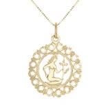 14k Yellow Gold Zodiac Sign Virgo Pendant Necklace 18" - Virgo,Yellow