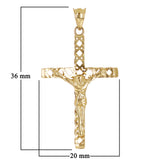 Italian 14k Yellow Gold 3D Diamond Cut Crucifix Cross Charm Pendant 1.4" 2.2g