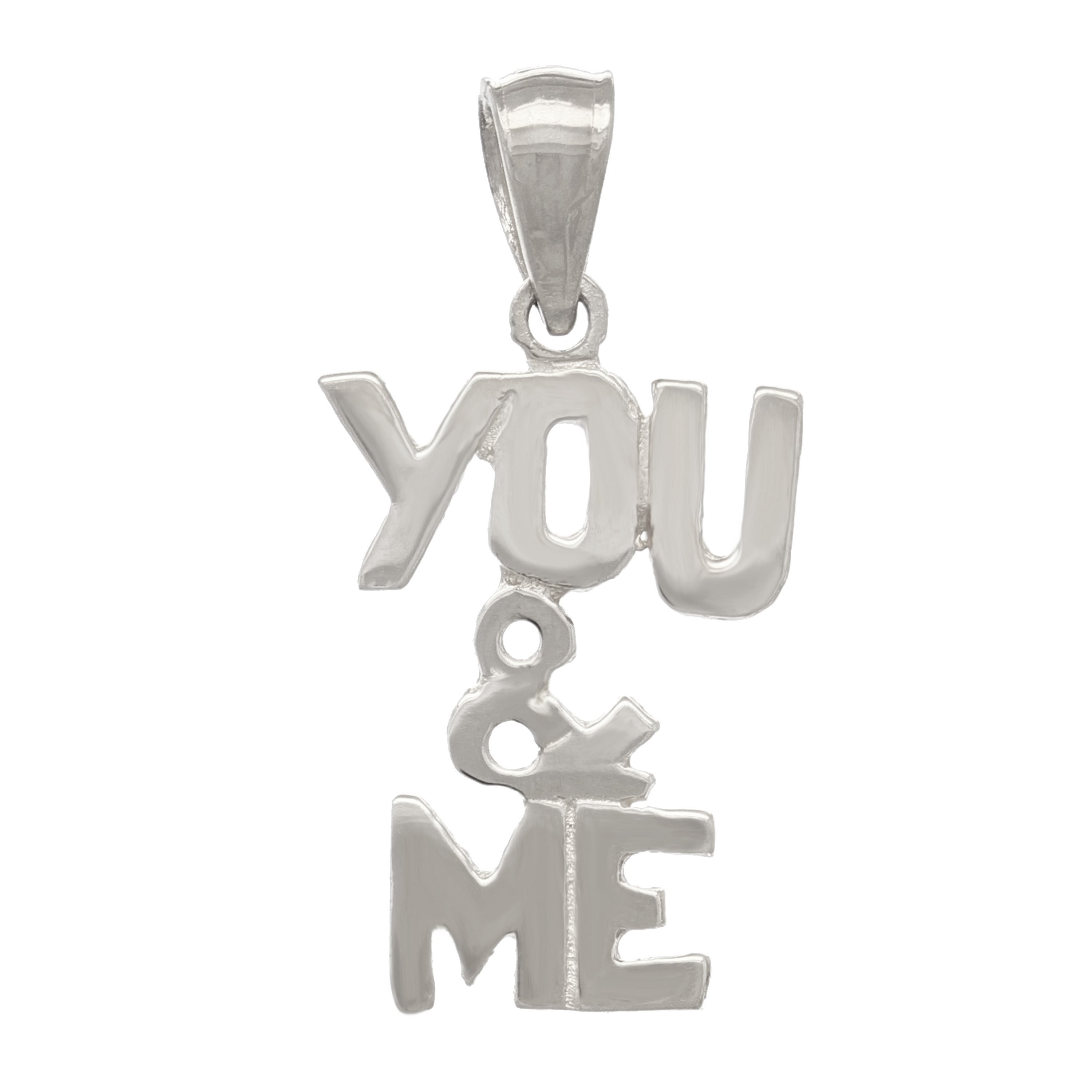 14k White Gold YOU & ME Charm Pendant You and Me Words Charm 1 gram - White