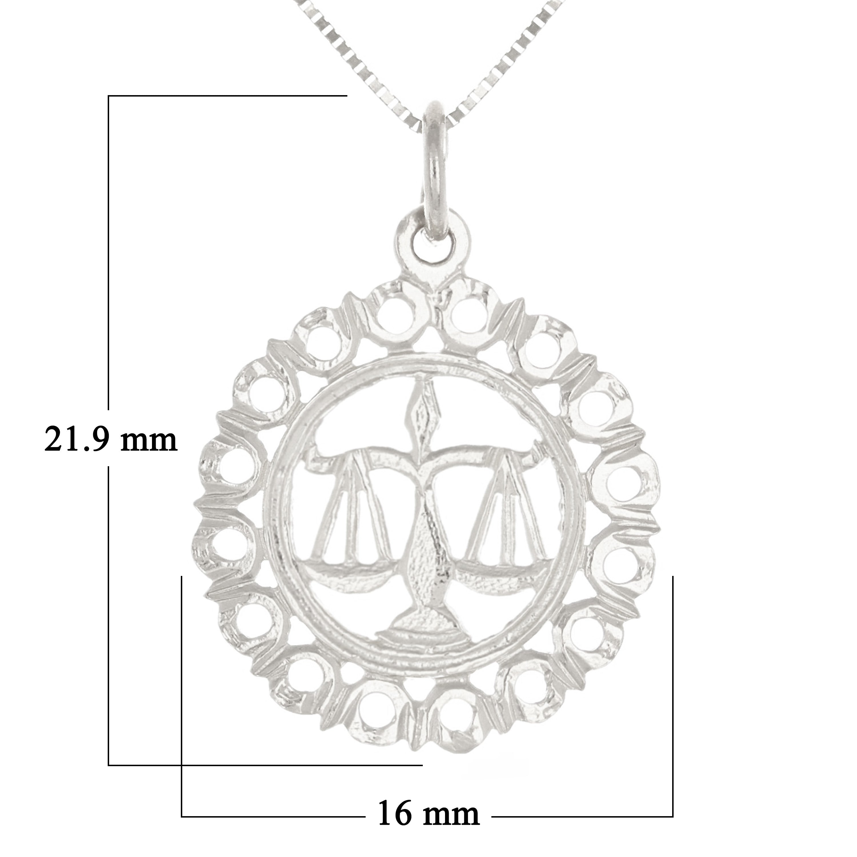 14k Yellow or White Gold LIBRA Zodiac Sign Charm Pendant Necklace 18" - Libra,White