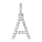 14k White Gold Diamond Initial Letter A Charm Pendant - Letter A,White