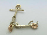 14k Two Tone Rose & Yellow Gold Kick Scooter Charm Pendant 2.3 grams