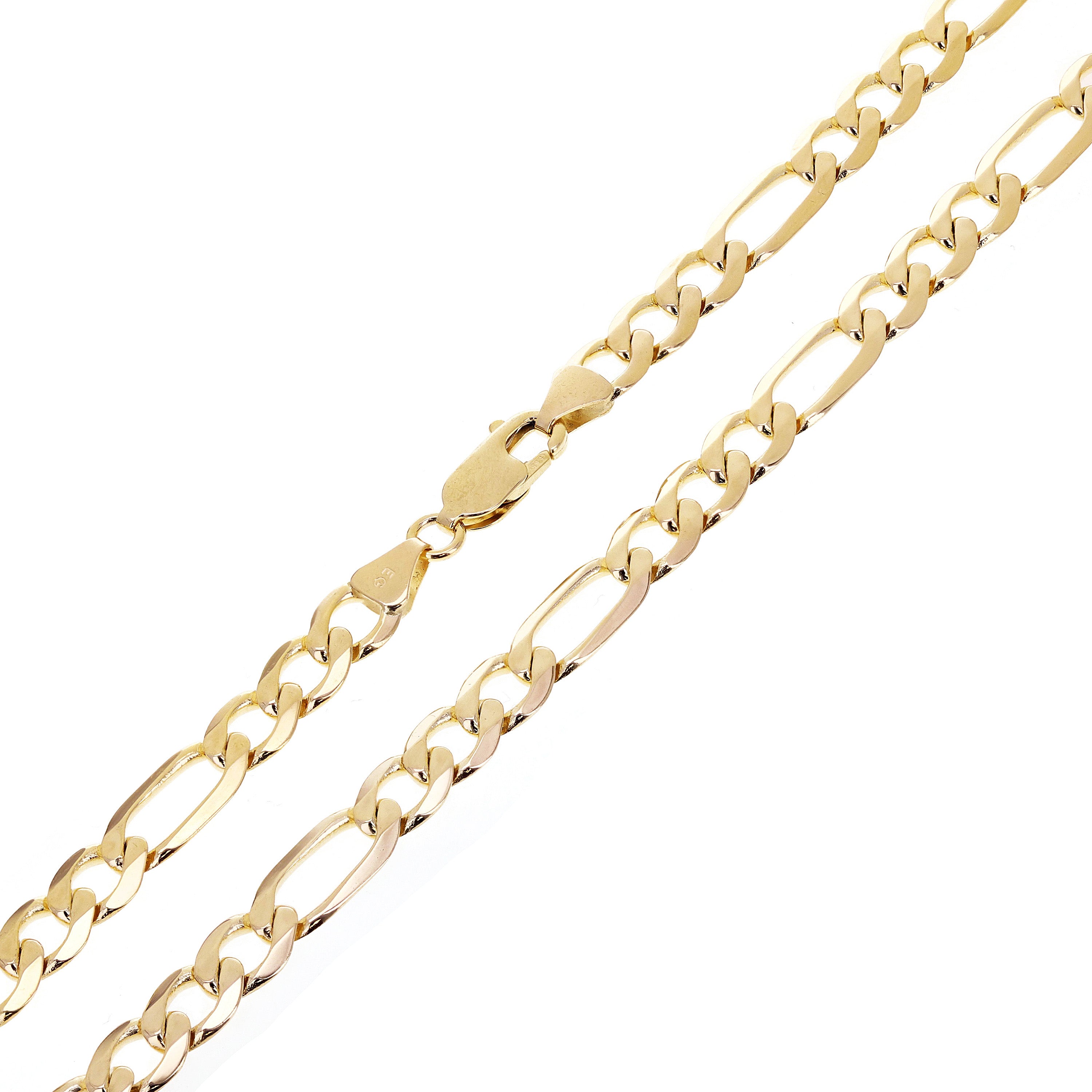 Men's Italian 14k Yellow Gold Solid Figaro Chain Necklace 22" 6.5mm 29.1 grams - 22"