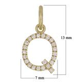14k Yellow Gold Diamond Initial Letter Q Charm Pendant - Letter Q,Yellow