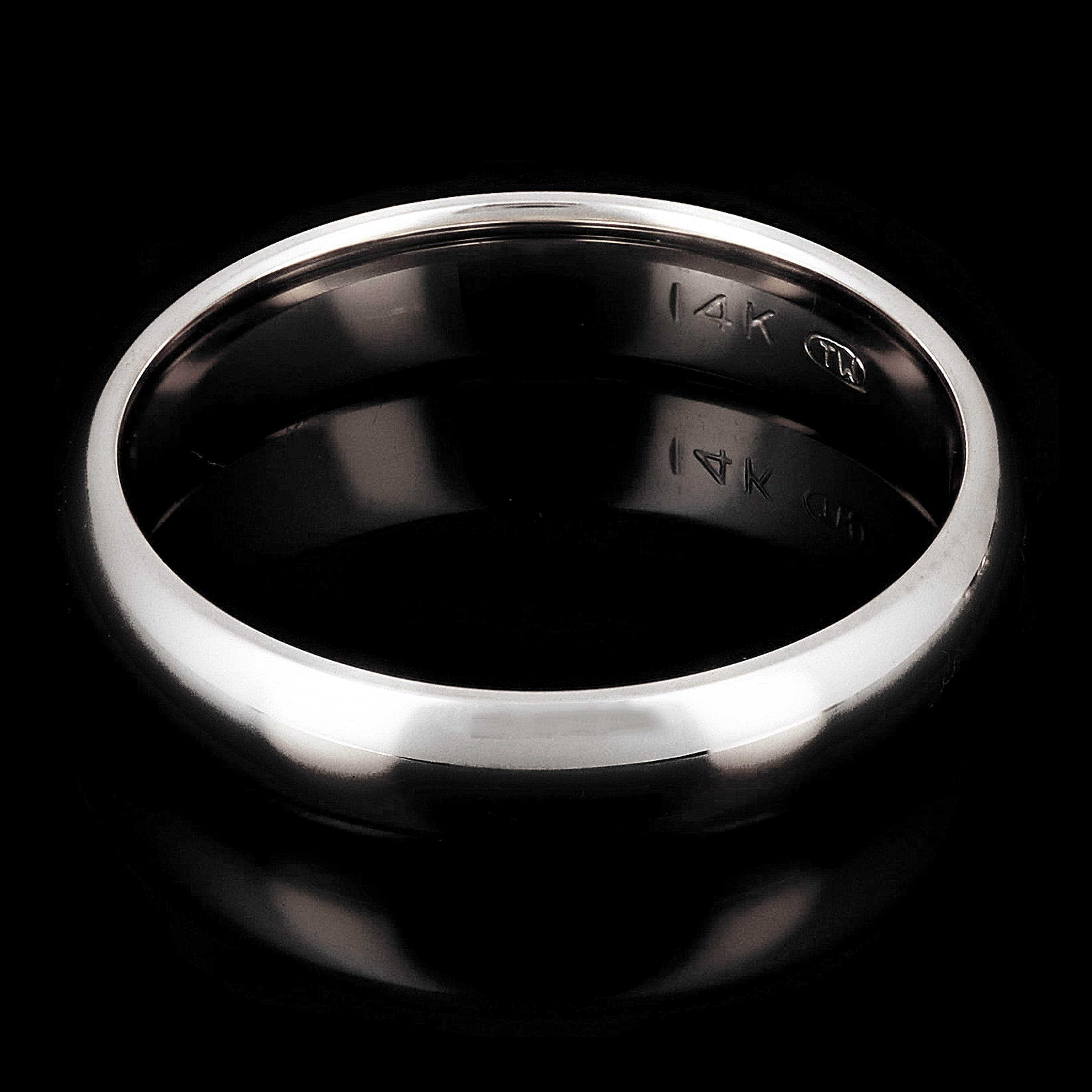 14k White Gold Comfort Fit Plain Wedding Band Ring 4mm Size 6 - White,4mm Ring Size 6