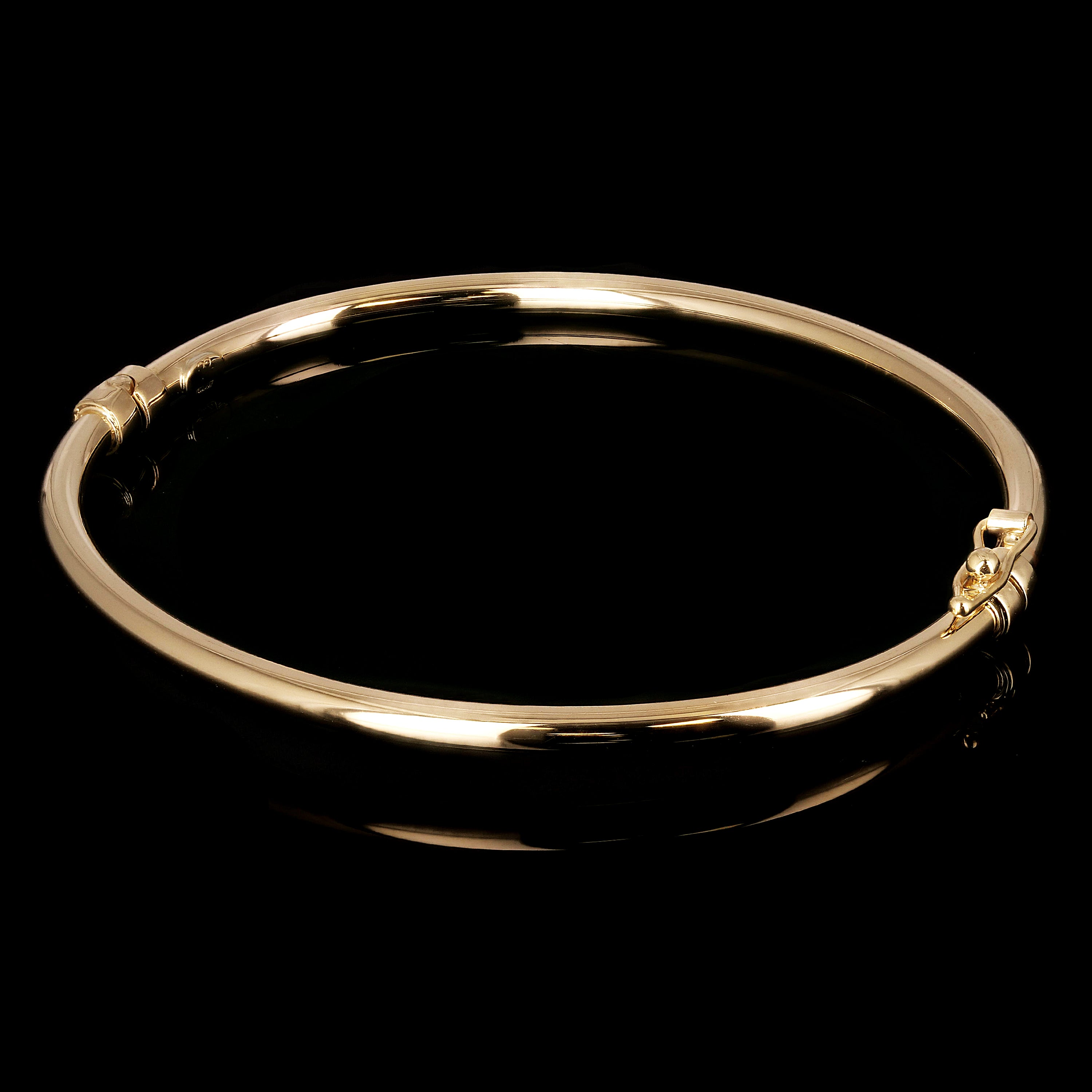 Italian 14k Yellow Gold Hollow Round Tube Bangle Bracelet 7" 2.9mm 3.9 grams