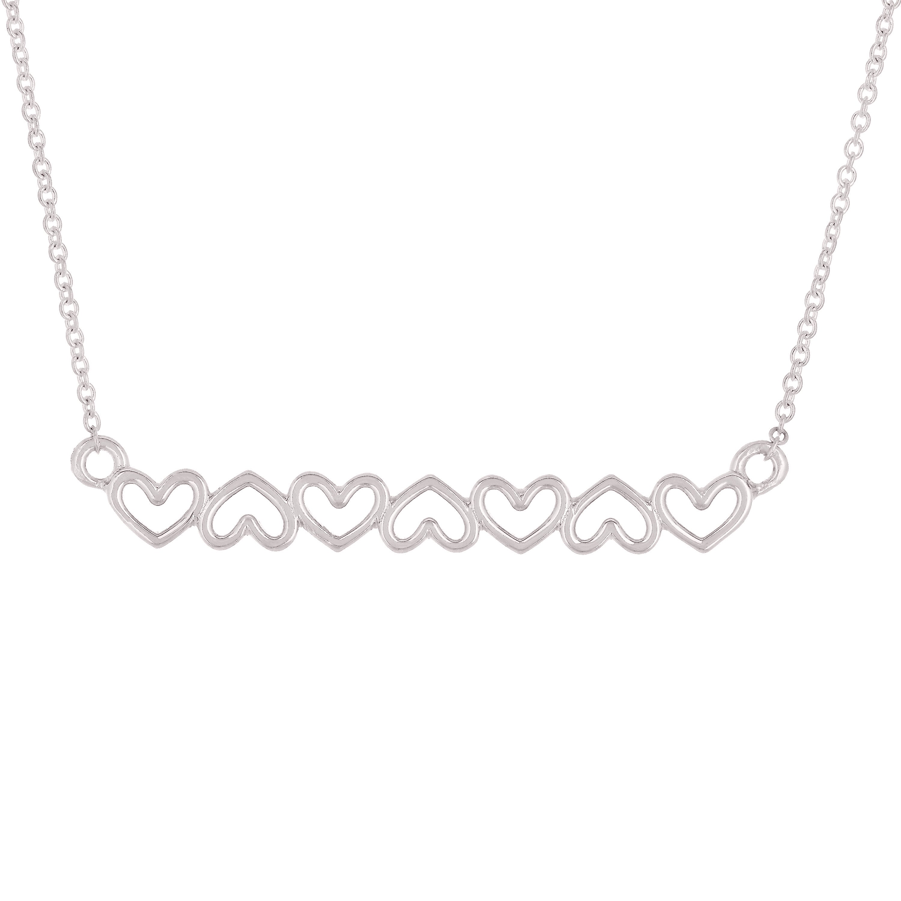 14k White Gold Open Hearts Bar Necklace 20" 2.6 grams - White,18"