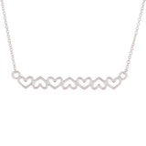14k White Gold Open Hearts Bar Necklace 20" 2.6 grams - White,18"