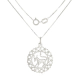 14k White Gold Zodiac Sign Taurus Pendant Necklace 18" - Taurus,White