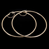 Italian 14k Yellow Gold High Polished Round Hoop Earrings 2.5" 2mm 3.3 grams