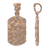 14k Rose Gold Solid Rectangle Nugget Charm Pendant 1.35" 6.4 grams - Rose
