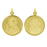 Italian 14k Gold Sacred Heart of Jesus & Lady of Perpetual Help Medal Pendant 1"
