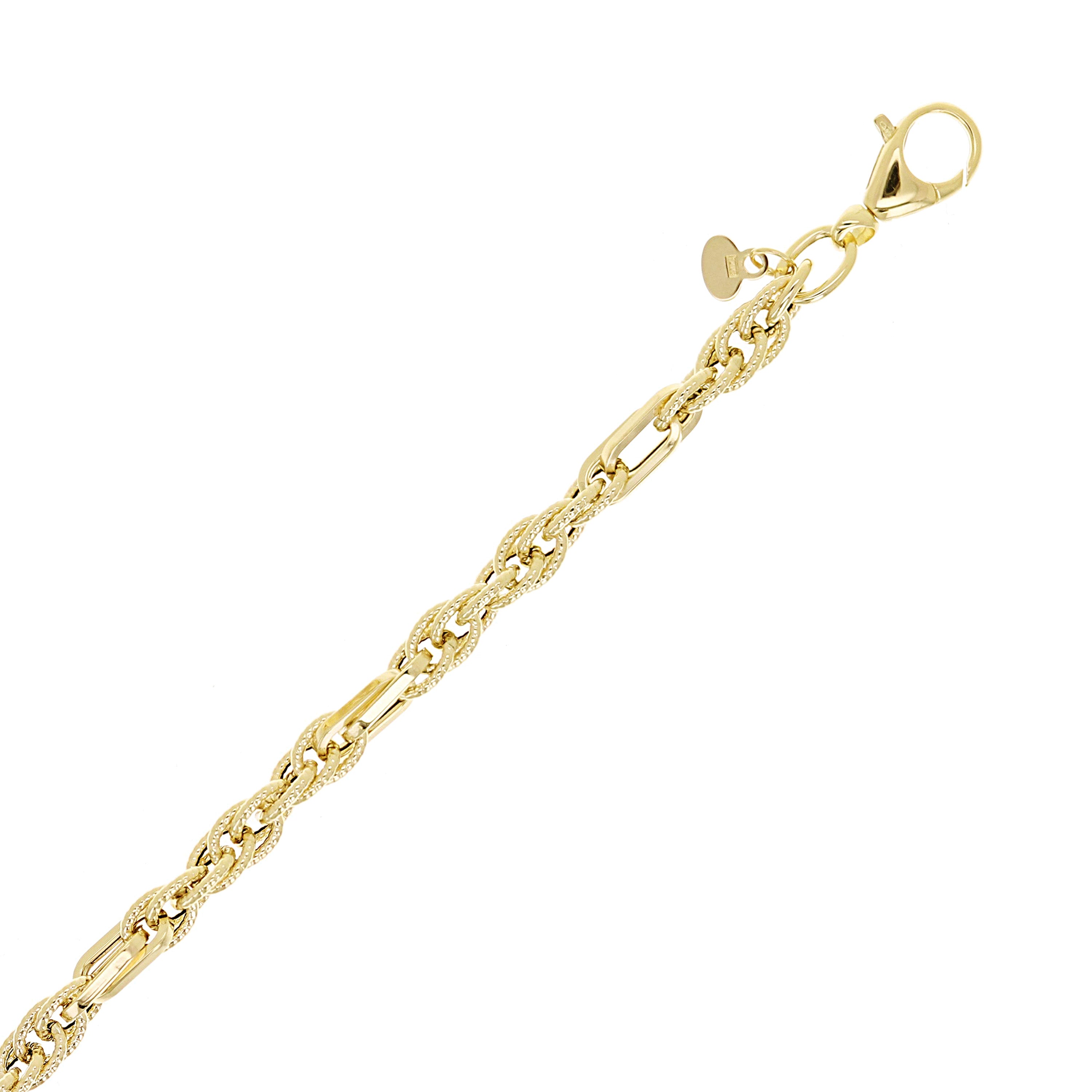 Italian 14k Yellow Gold Multipe Oval Twist Paper Clip Bracelet 7.5" 3.6 grams