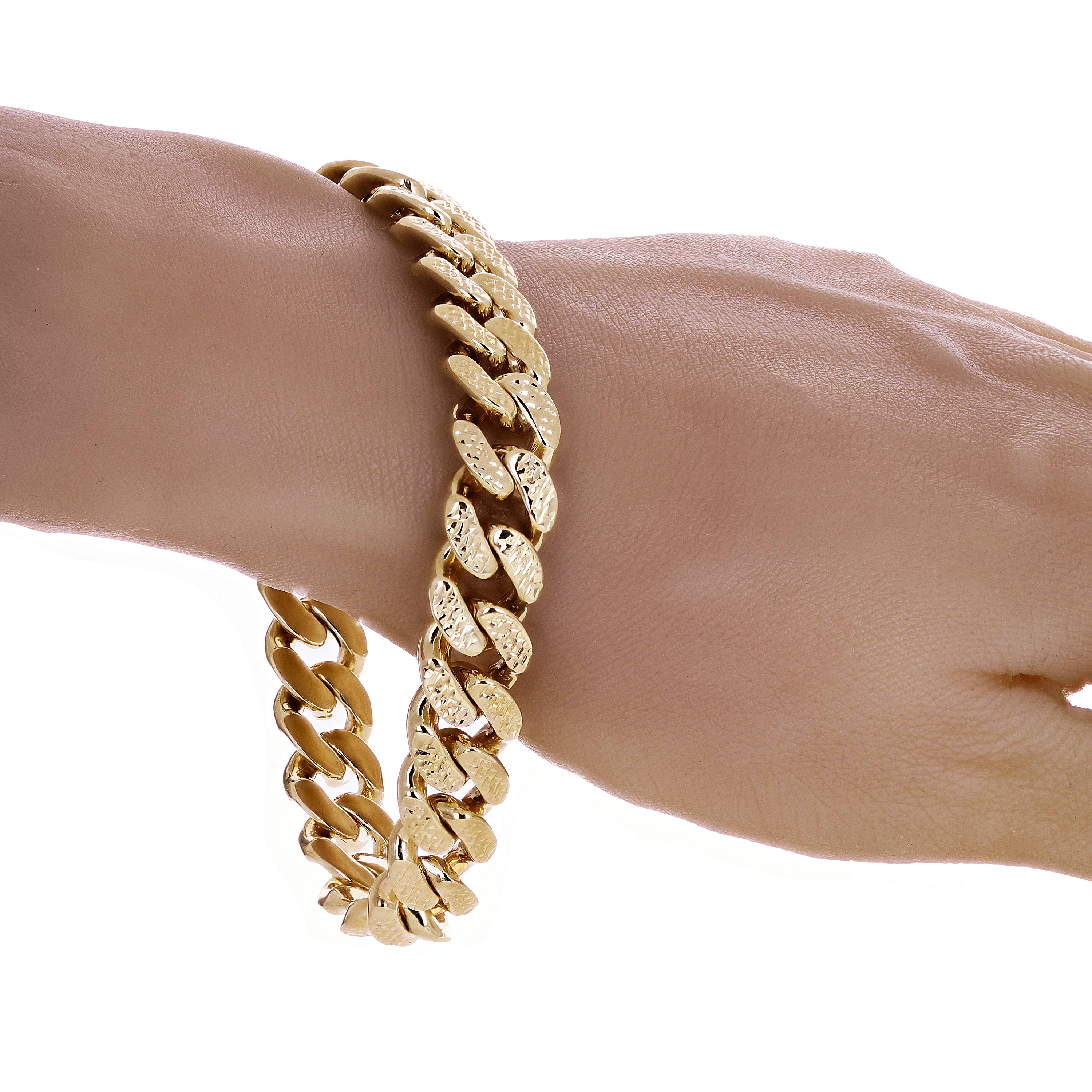 Italian 14k Yellow Gold Hollow Cuban Chain Bracelet 9.25" 13mm 26 grams - 13mm 9.25 26 grams