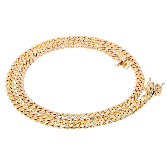 Men's 14k Yellow Gold Solid Miami Cuban Chain Necklace 26