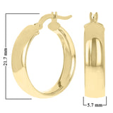Italian 14k Yellow Gold Shiny Round Hollow Hoop Earrings 21.7mmx5.7mm 2.2 grams