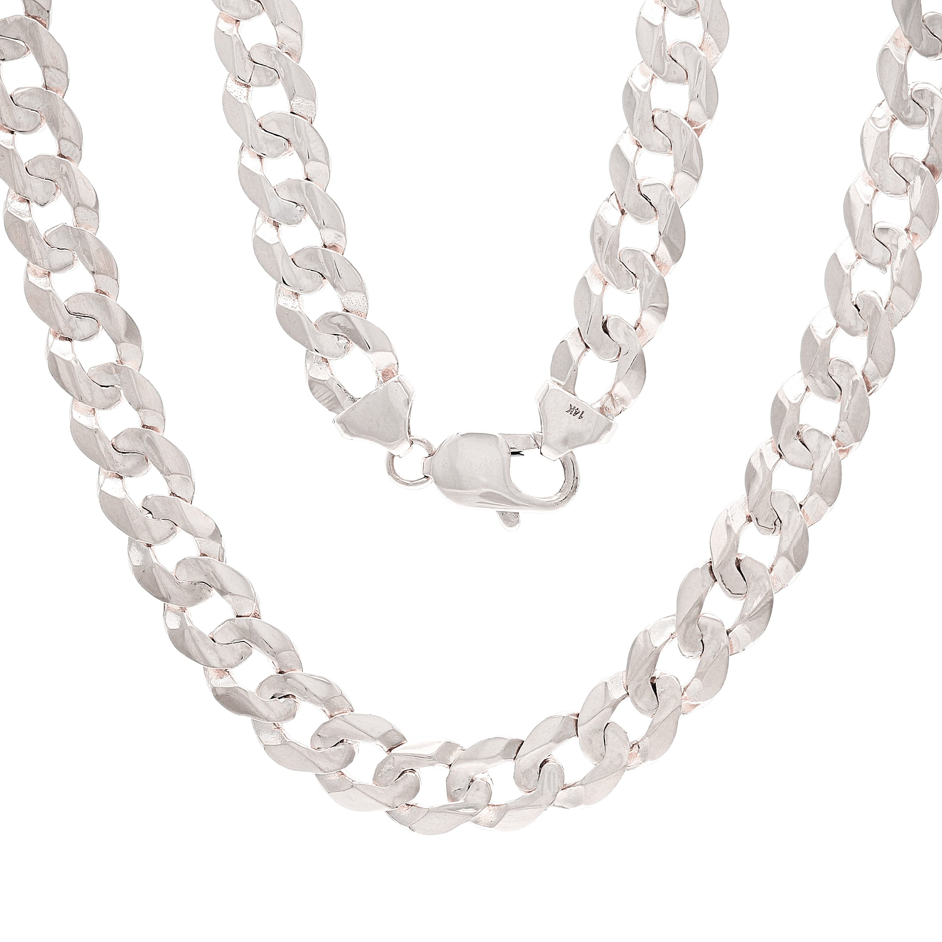 "10k White Gold Solid Cuban Curb Link Chain Necklace 30"" 9mm 56.7 grams" - White,30"