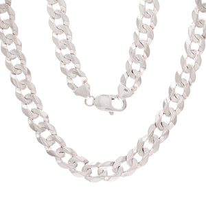 "14k White Gold Solid Curb Cuban Link Chain Necklace 28"" 9mm 59.4 grams" - White,28"