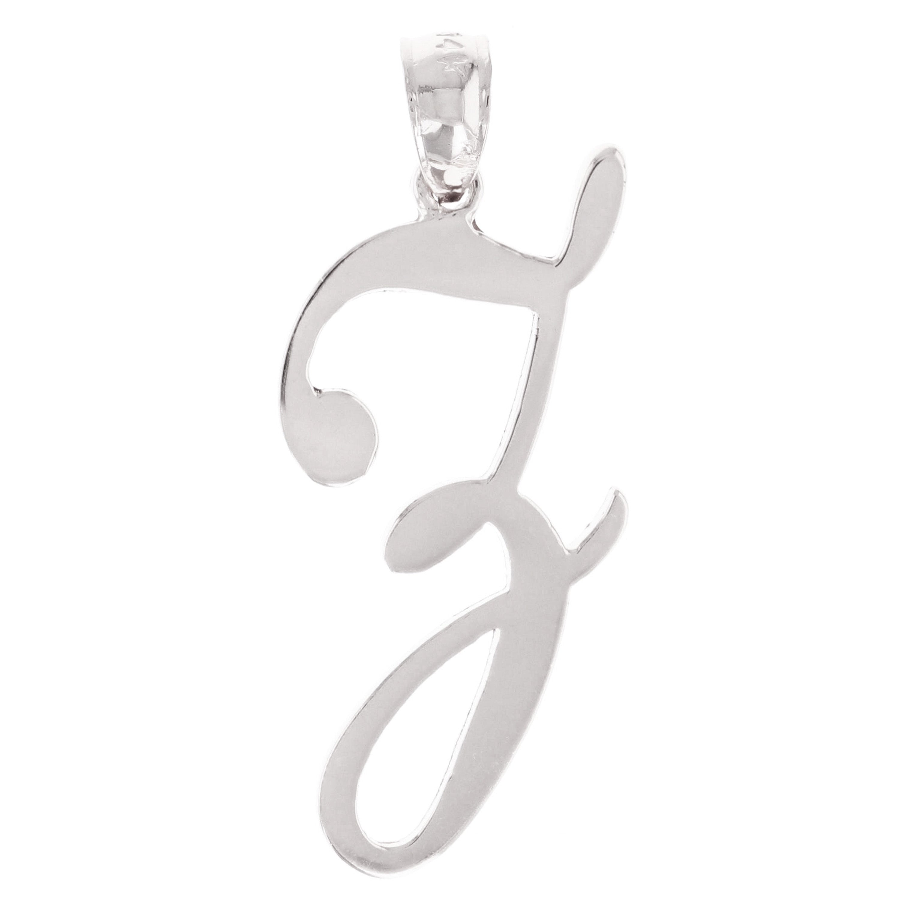 14k White Gold Initial Letter Z Alphabet Charm Pendant - Letter Z,White