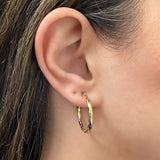 Italian 14k Yellow Gold Faceted 2.5mm 1" Diameter Round Hoop Earrings 1.7 grams