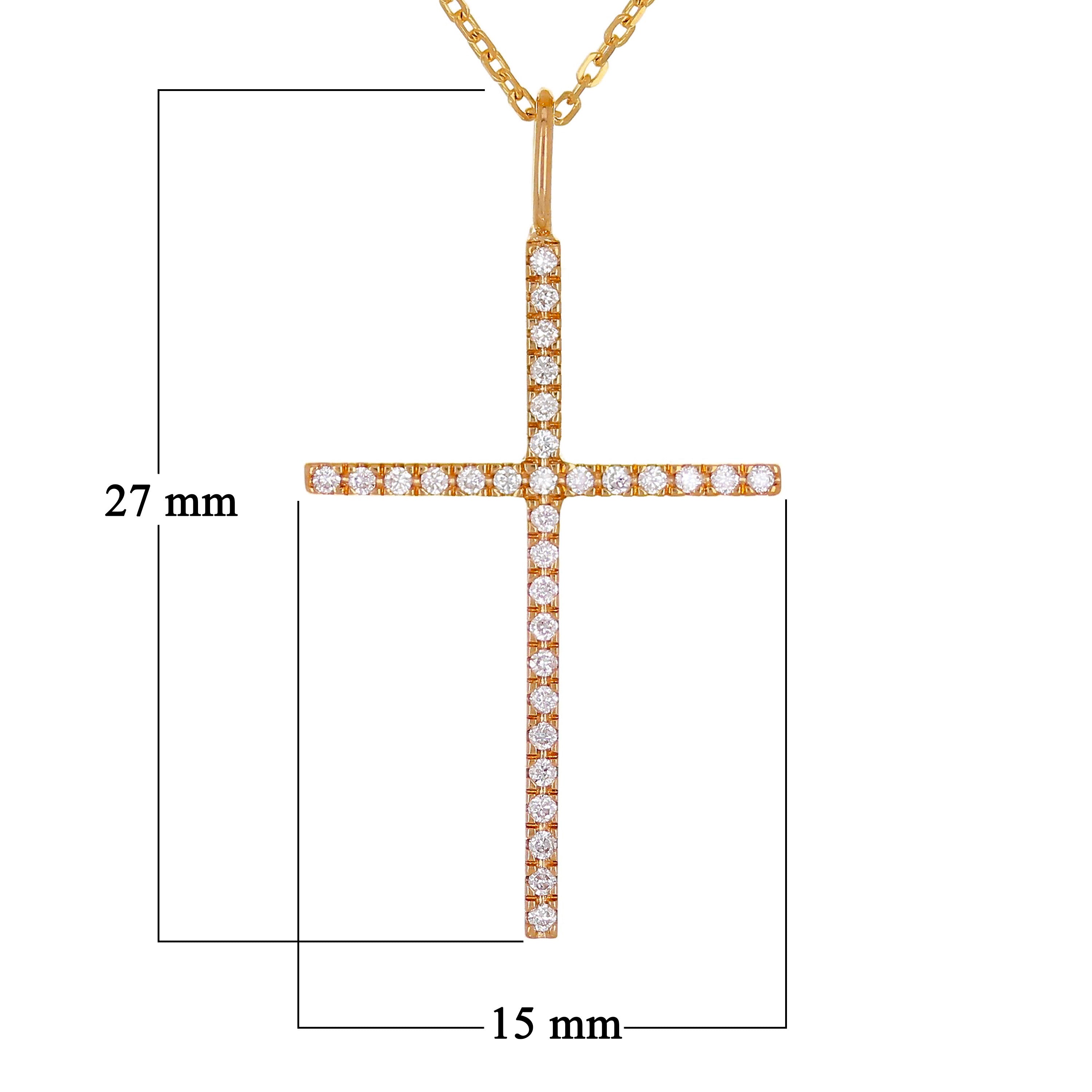 14k Rose Gold Diamond Cross Pendant - Rose
